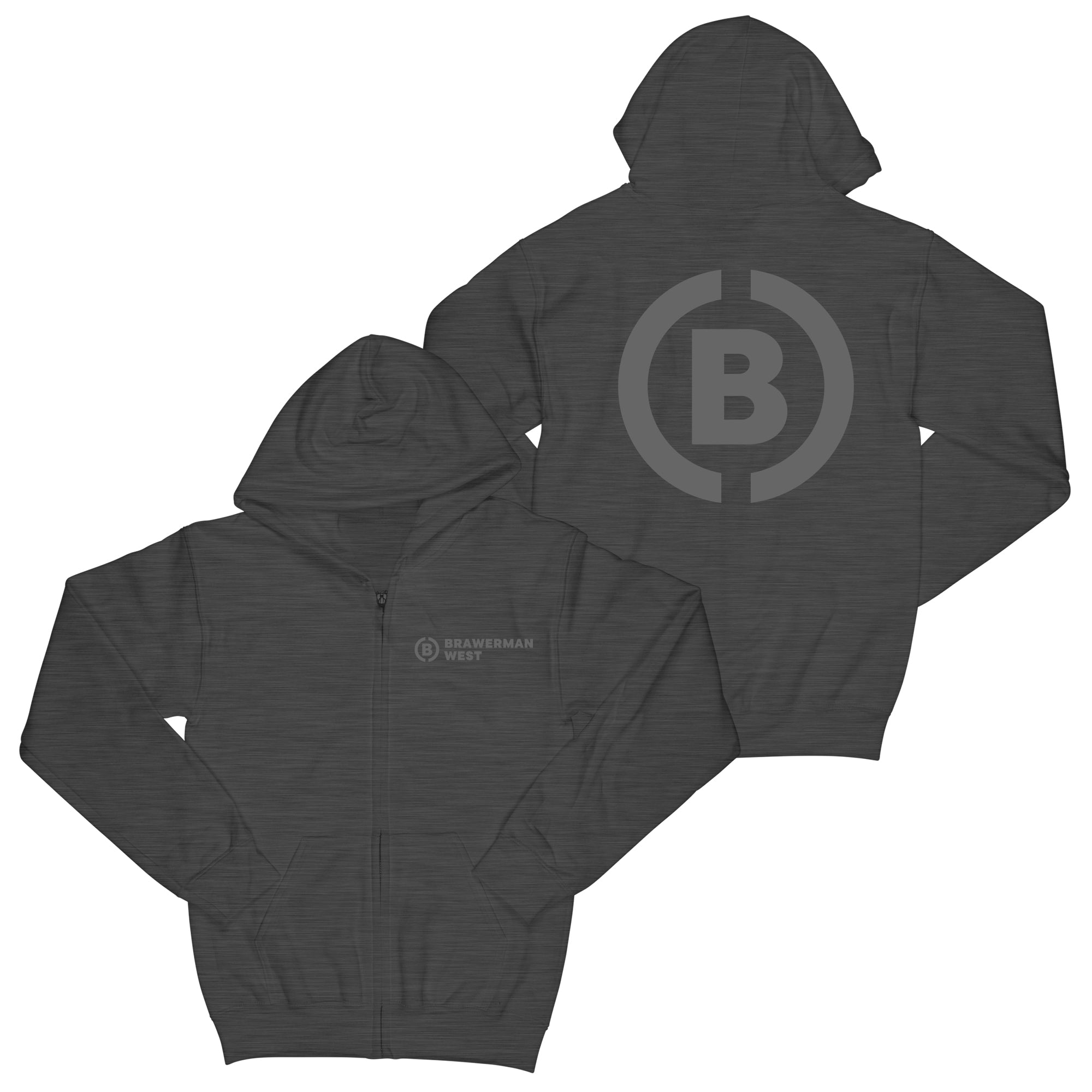 Brawerman "Charcoal" Zip Up Hoodie