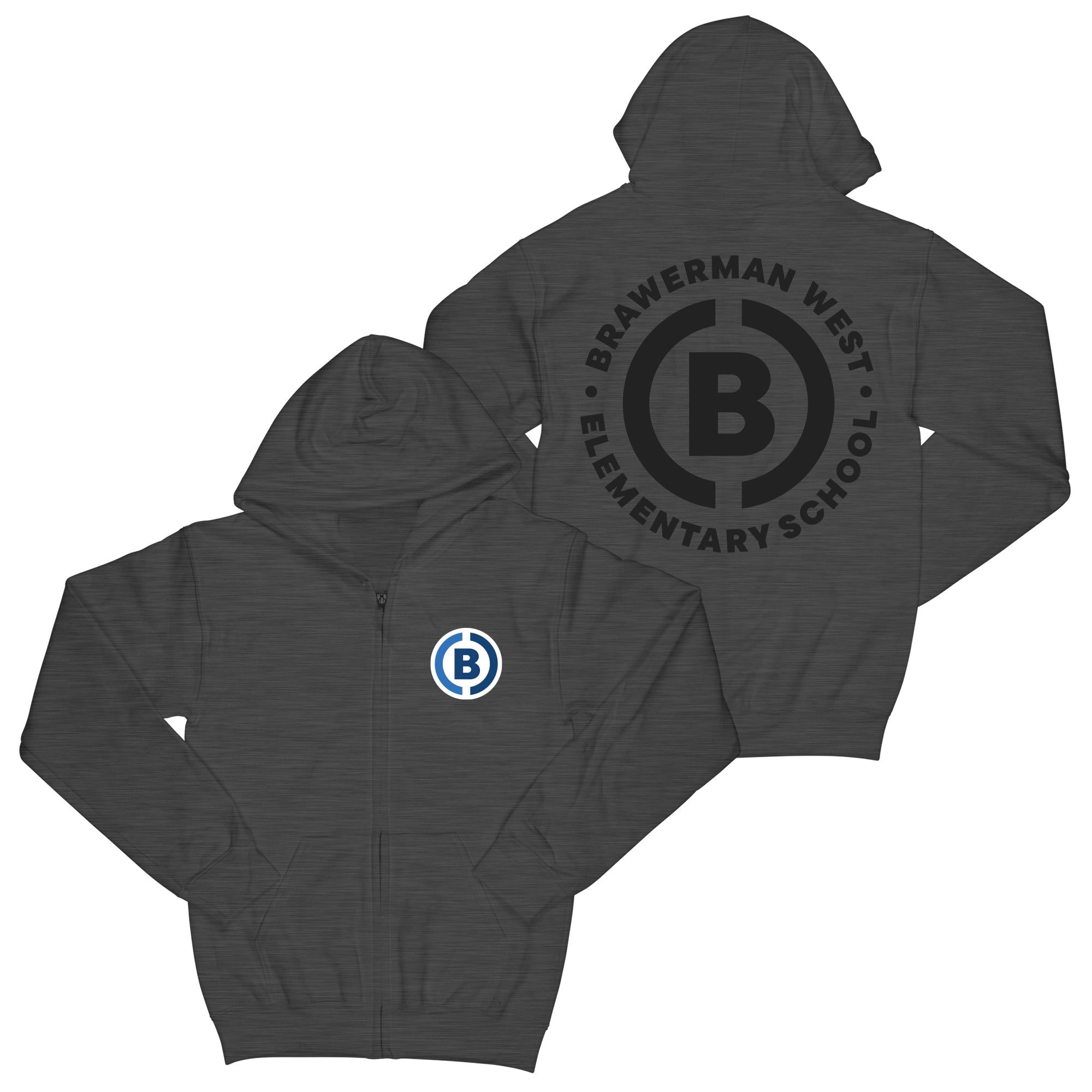 Brawerman Chenille Patch "Charcoal" Zip Up Hoodie