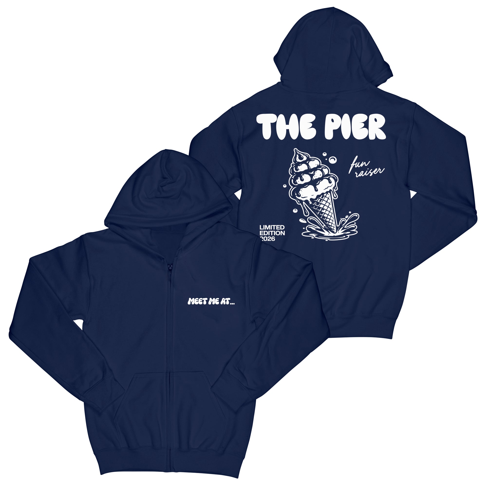 Pier Day Puff Print "Navy Blue" Zip Up Hoodie