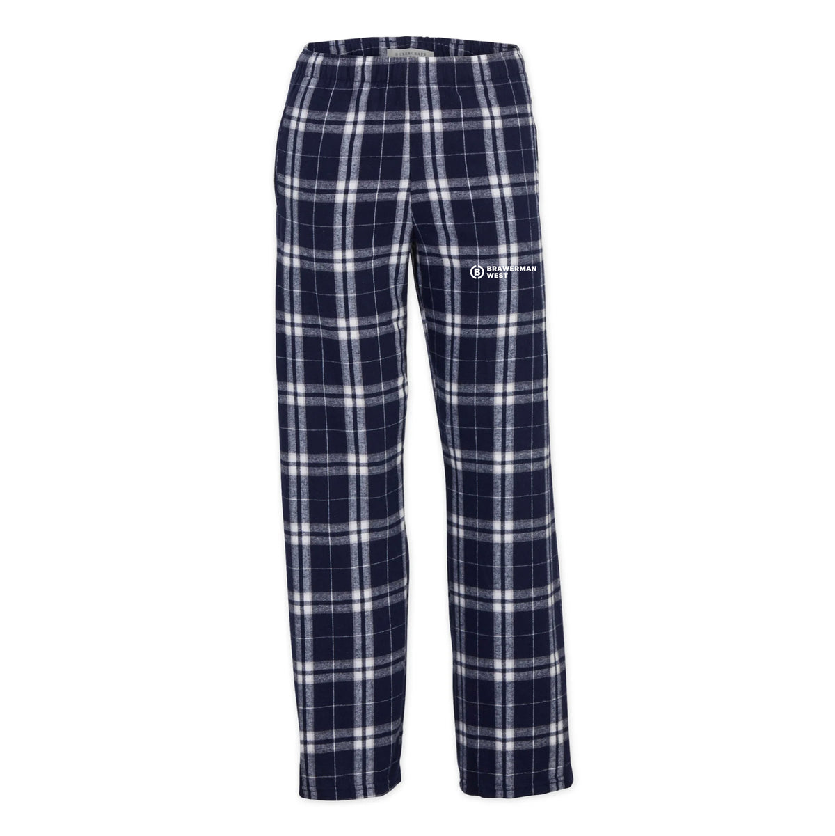 Brawerman Printed Logo "Navy/Silver Plaid" Pajama Pants